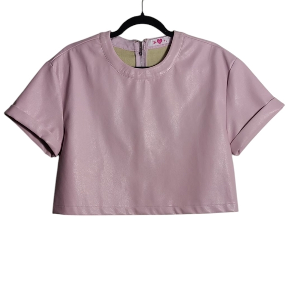 BUDDY LOVE Vegan Leather Crop Top In Soft Pink Size Medium - Picture 1 of 16